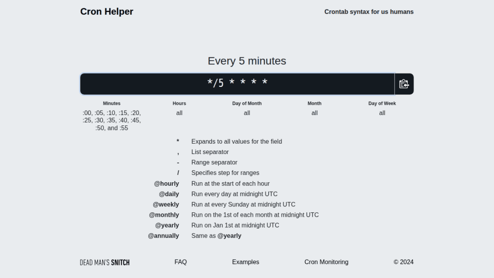 Crontab syntax for us humands -- Cron Helper