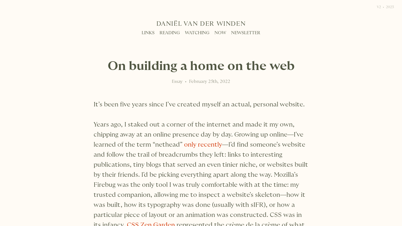 On building a home on the web • Daniël van der Winden