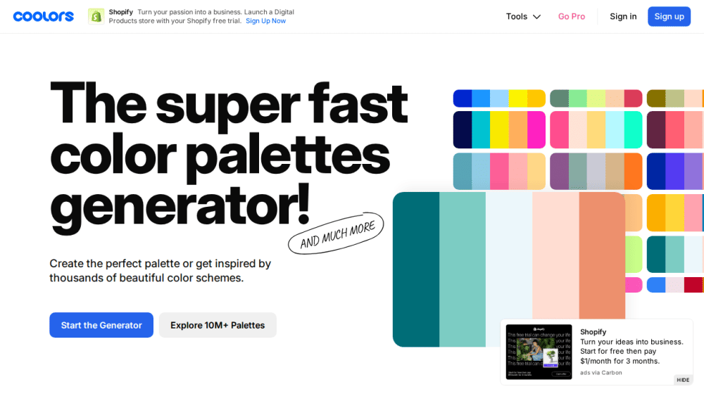 Coolors - The super fast color schemes generator!