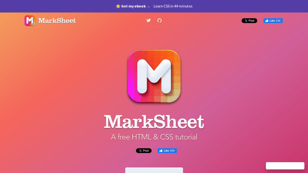 MarkSheet: a free HTML and CSS tutorial