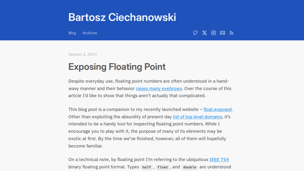 Exposing Floating Point – Bartosz Ciechanowski