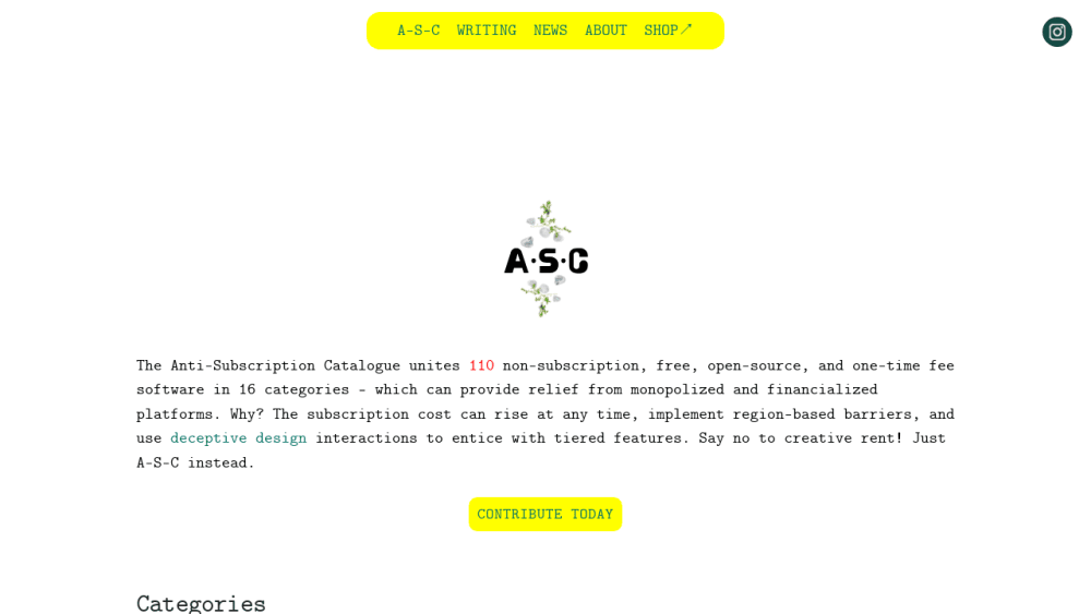 ANTI-SUBSCRIPTION SOFTWARE CATALOGUE (ASC)