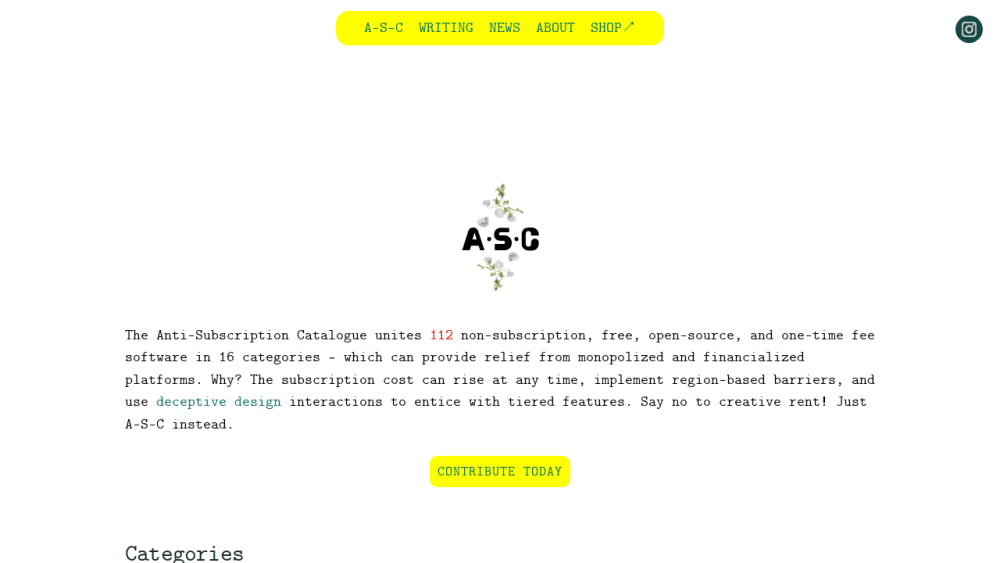 ANTI-SUBSCRIPTION SOFTWARE CATALOGUE (ASC)