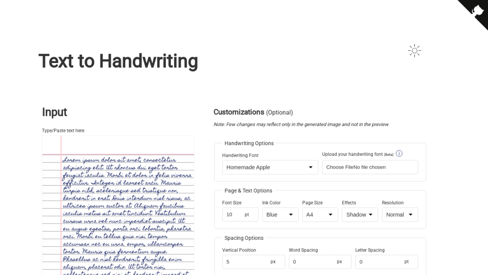 Text to Handwriting