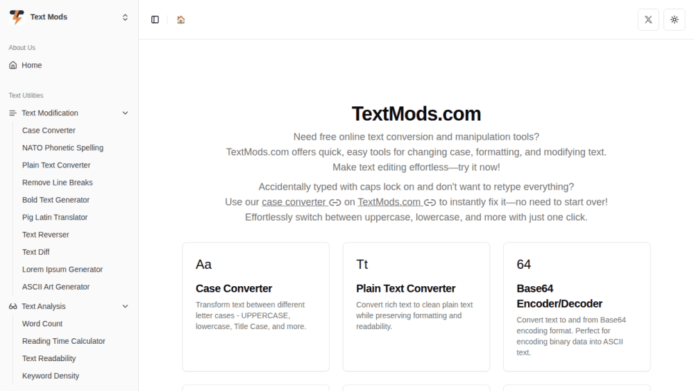 Text Mods - Free Online Text Conversion & Manipulation Tools | Text Tools