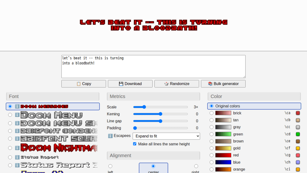 Doom Text Generator