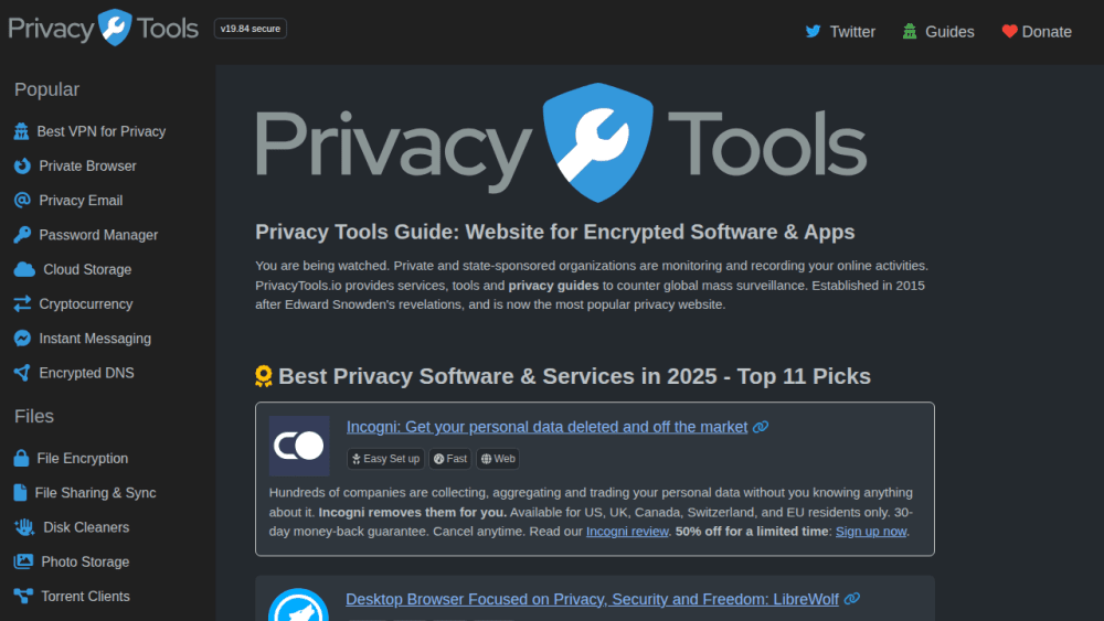 PrivacyTools - Encryption Against Global Mass Surveillance