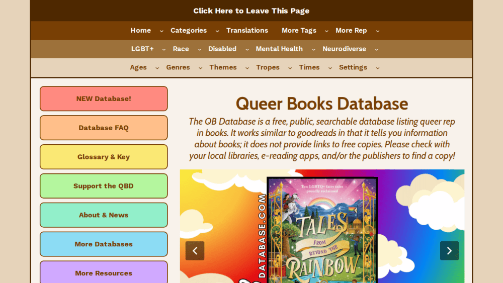Queer Books Database: A searchable database listing representation in queer books.