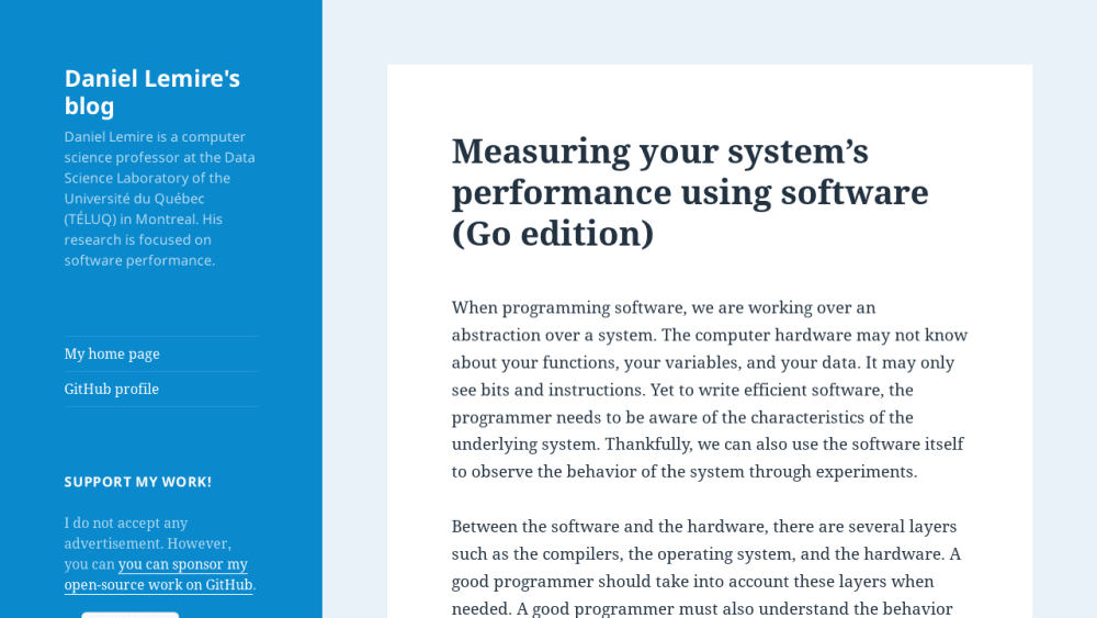 Measuring your system’s performance using software (Go edition) – Daniel Lemire's blog