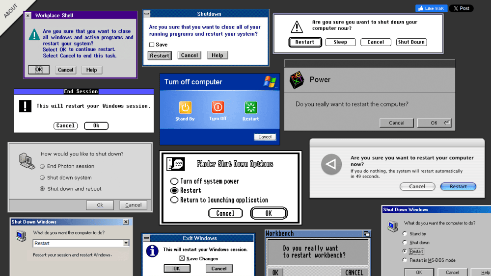 The Restart Page - Free unlimited rebooting experience from vintage operating systems