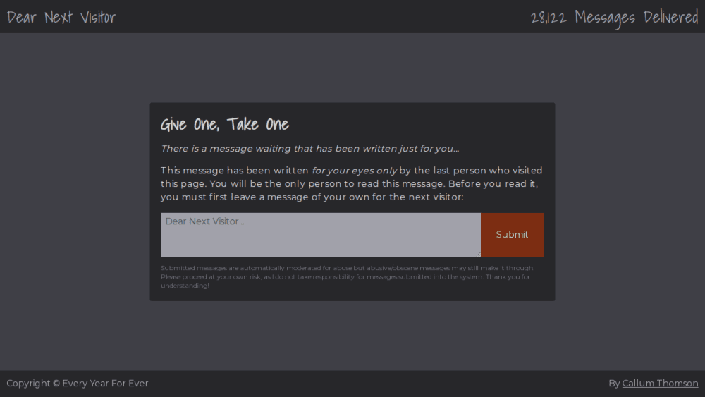 Dear Next Visitor...