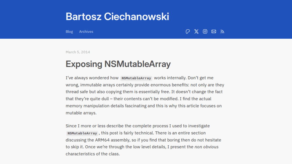 Exposing NSMutableArray – Bartosz Ciechanowski