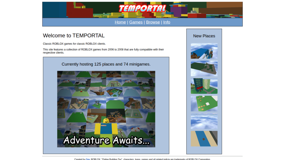 Temportal | Classic Roblox Games