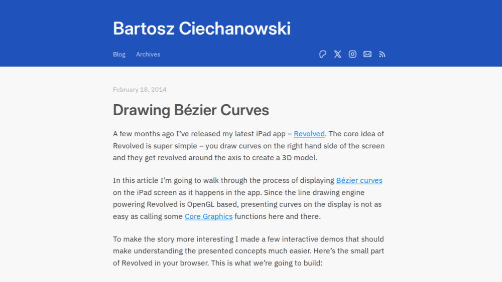 Drawing Bézier Curves – Bartosz Ciechanowski