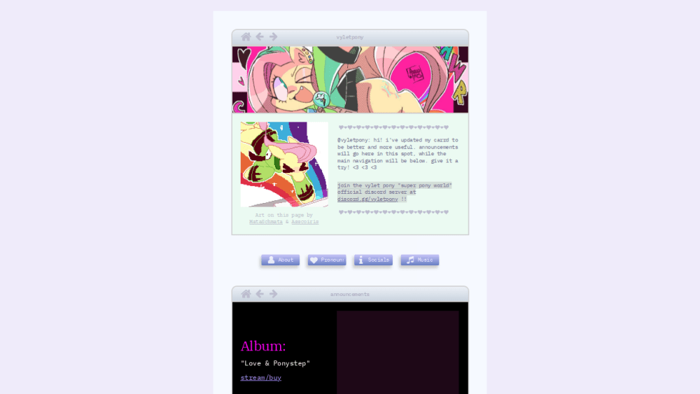 Vylet Pony's Carrd