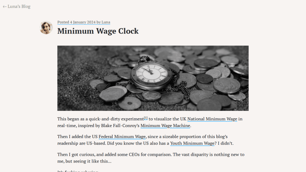 Minimum Wage Clock · Luna’s Blog