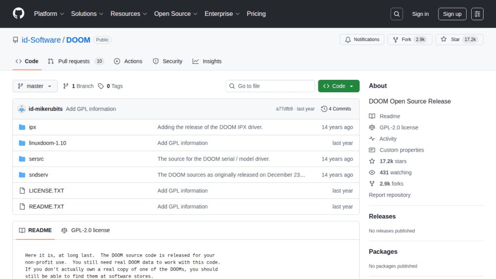 GitHub - id-Software/DOOM: DOOM Open Source Release