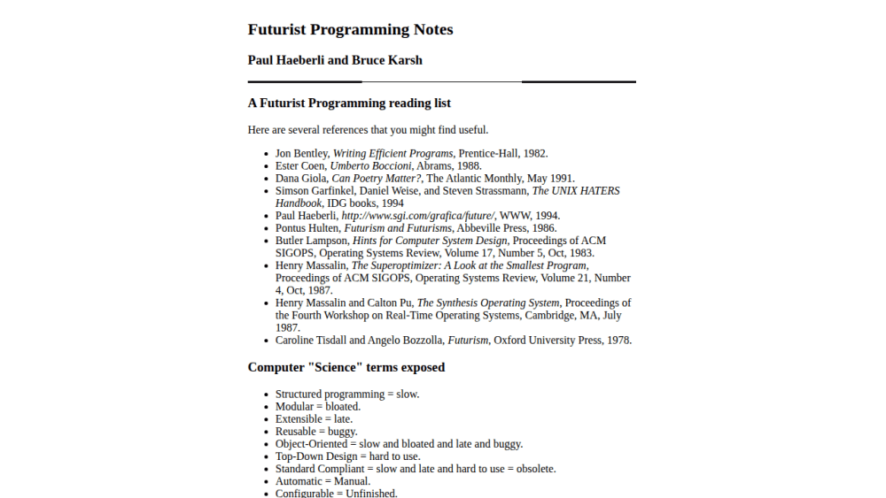 Futurist Programming Notes