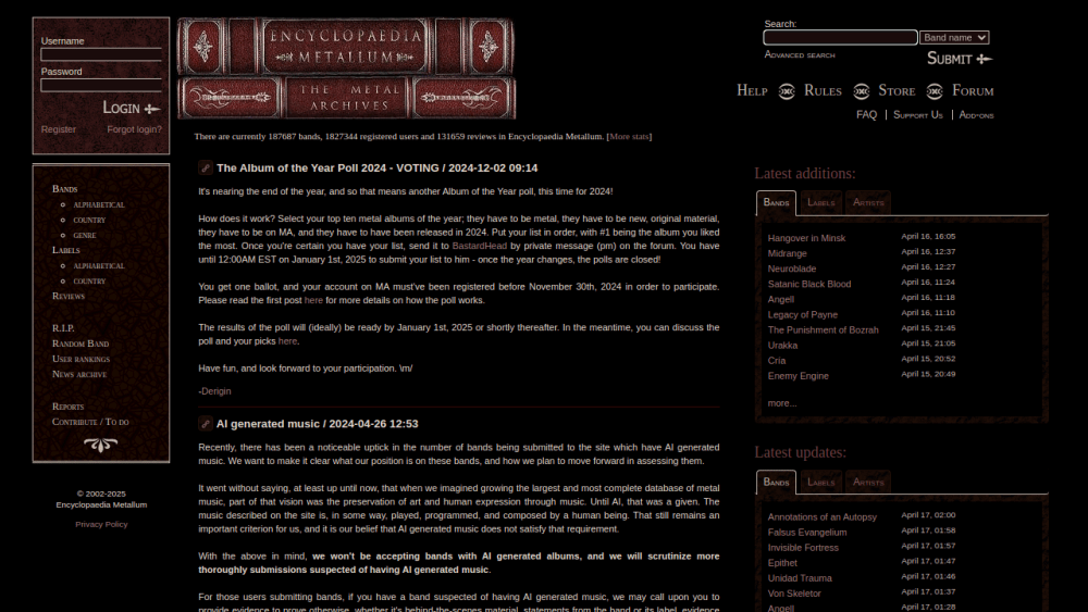 Encyclopaedia Metallum: The Metal Archives