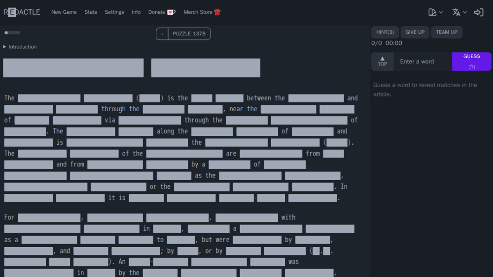 Redactle | Wikipedia based Puzzle Game
