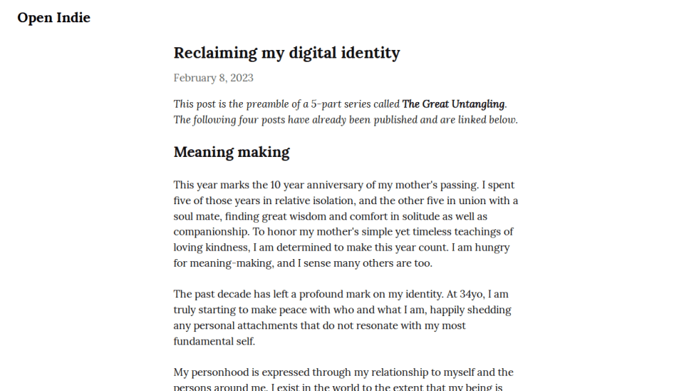 Reclaiming my digital identity — Open Indie