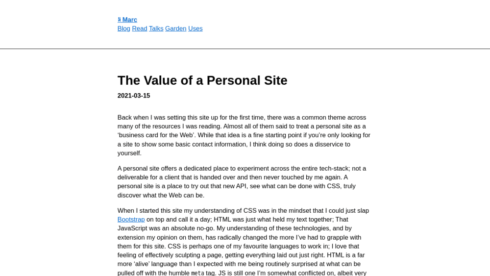 The Value of a Personal Site