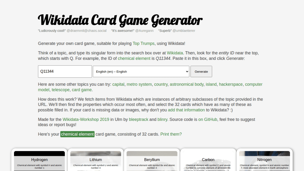 Wikidata Card Game Generator