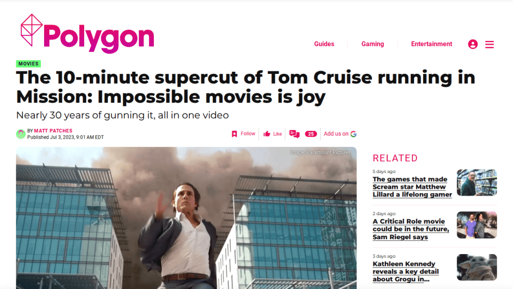 Tom Cruise running in Mission: Impossible gets a definitive supercut - Polygon