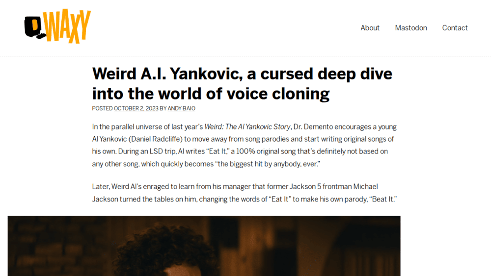 Weird A.I. Yankovic, a cursed deep dive into the world of voice cloning - Waxy.org