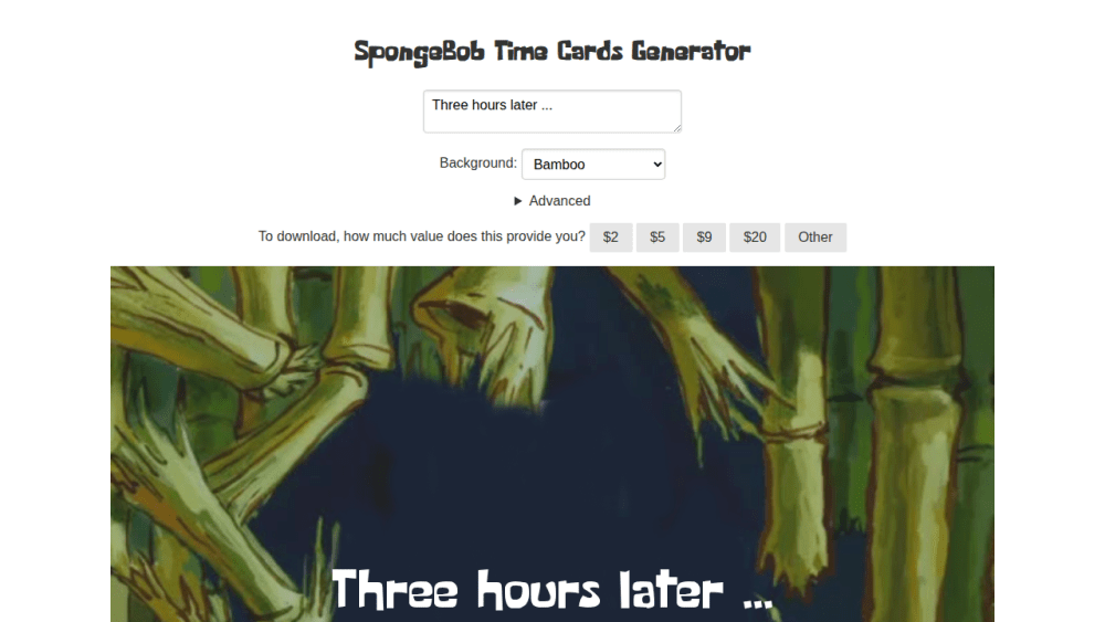 SpongeBob Time Cards Generator