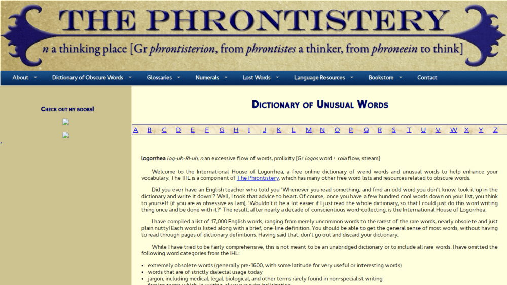 Free Online Dictionary of Unusual and Weird Words: International House of Logorrhea