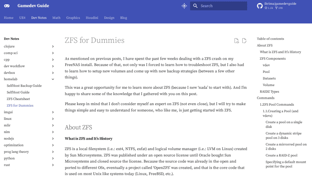 ZFS for Dummies - Gamedev Guide
