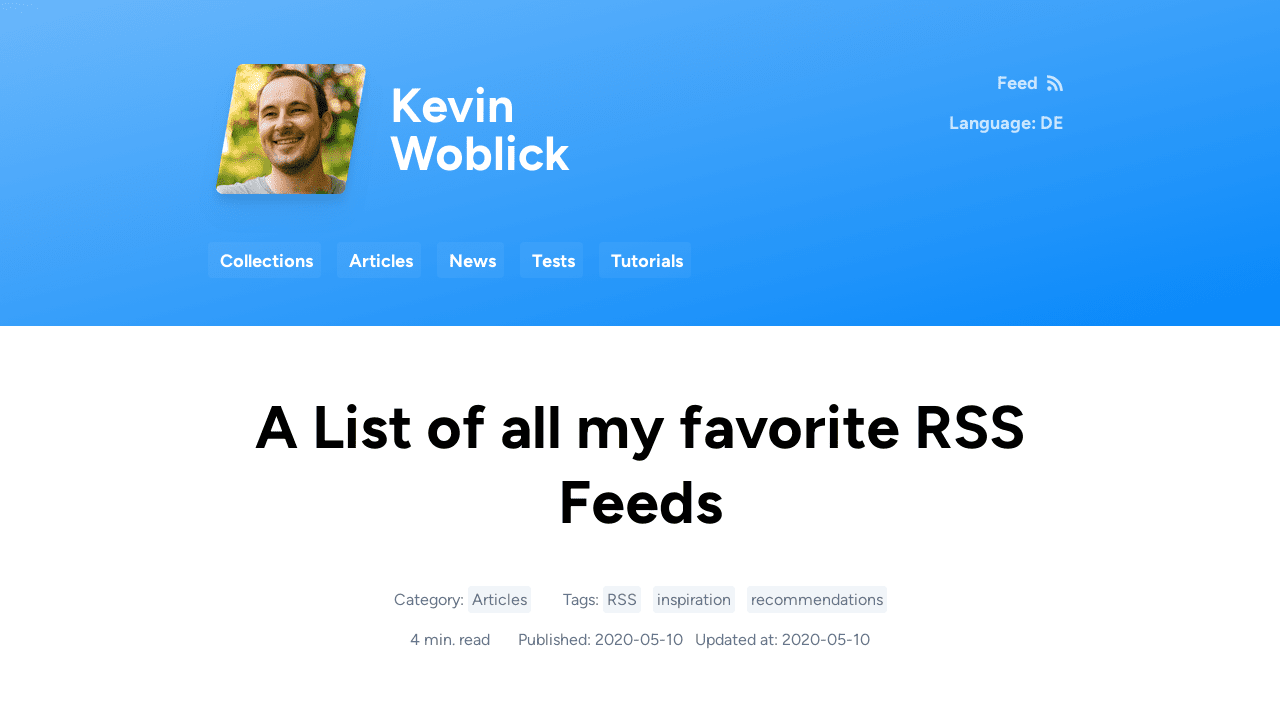 A List of all my favorite RSS Feeds - Kevin Woblick's Blog