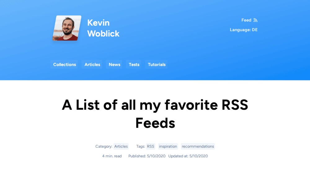 A List of all my favorite RSS Feeds - Kevin Woblick's Blog