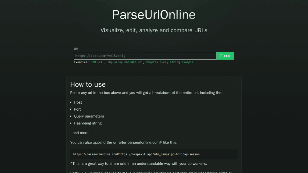 Visualize, edit, analyze and compare URLs