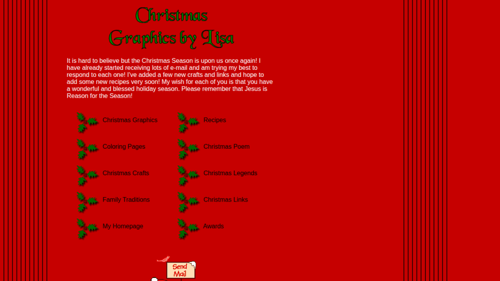 Christmas Graphics by Lisa - Also Christmas crafts, recipes, coloring pages, and more!