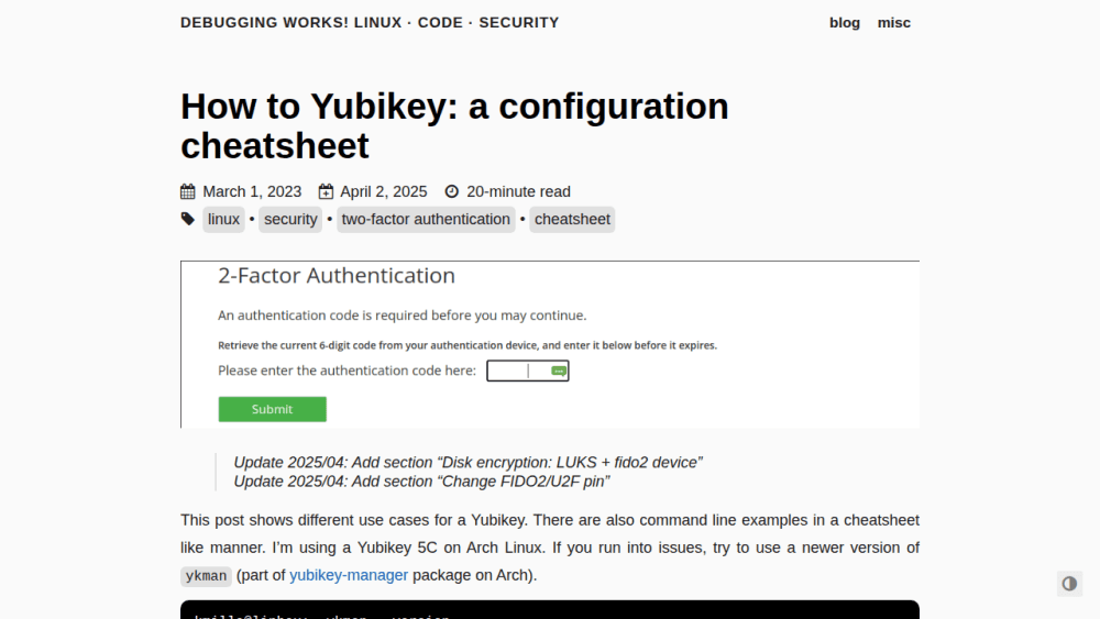 How to Yubikey: a configuration cheatsheet · Hi, I'm kmille