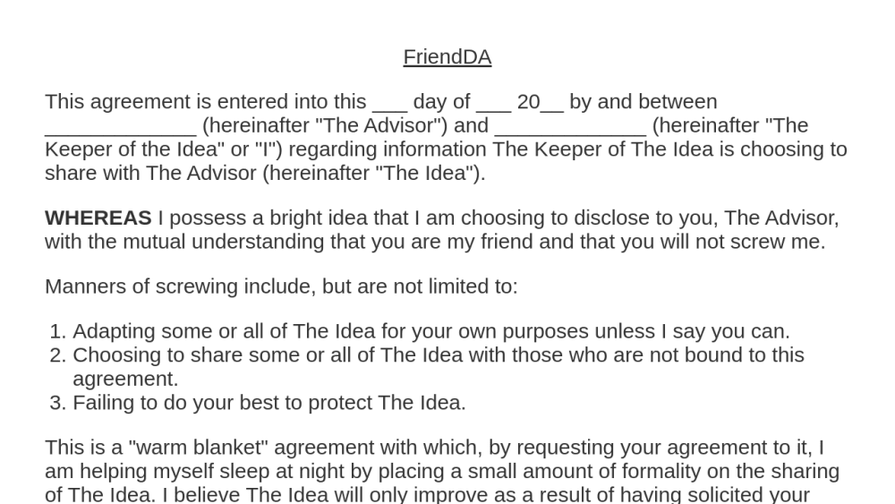 FriendDA -- Slightly more than a hearty handshake