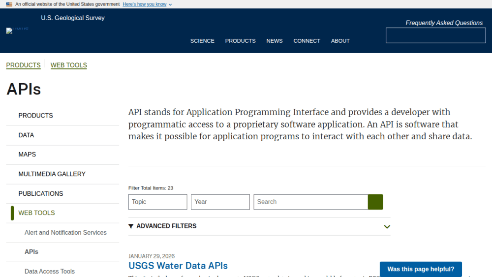APIs | U.S. Geological Survey