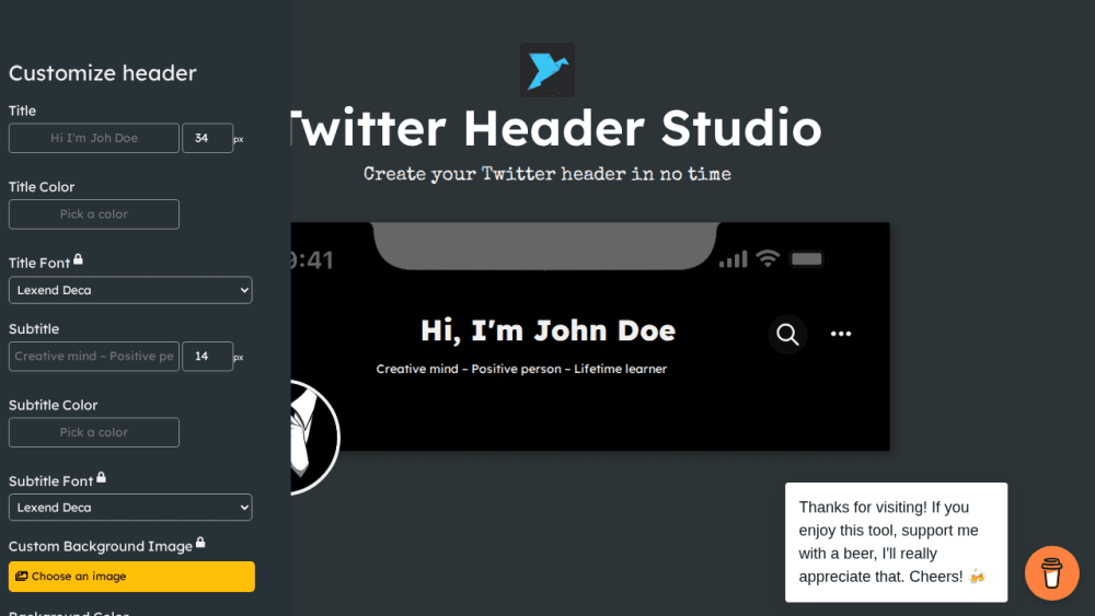 Twitter Header Studio | Create your Twitter header in no time