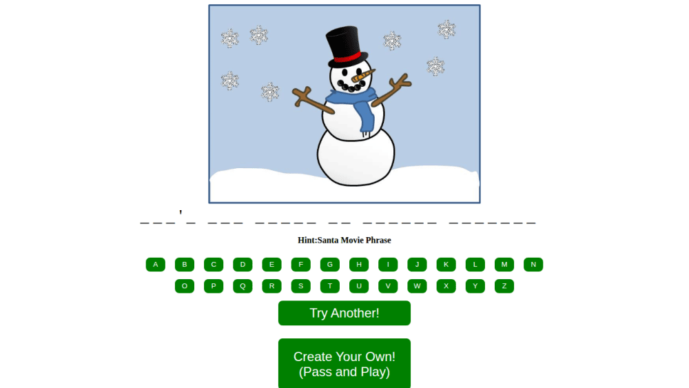 Snowman - A Holiday Hangman Game For Kids
