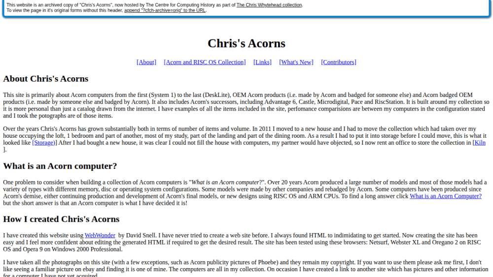 Chris's Acorns: Homepage