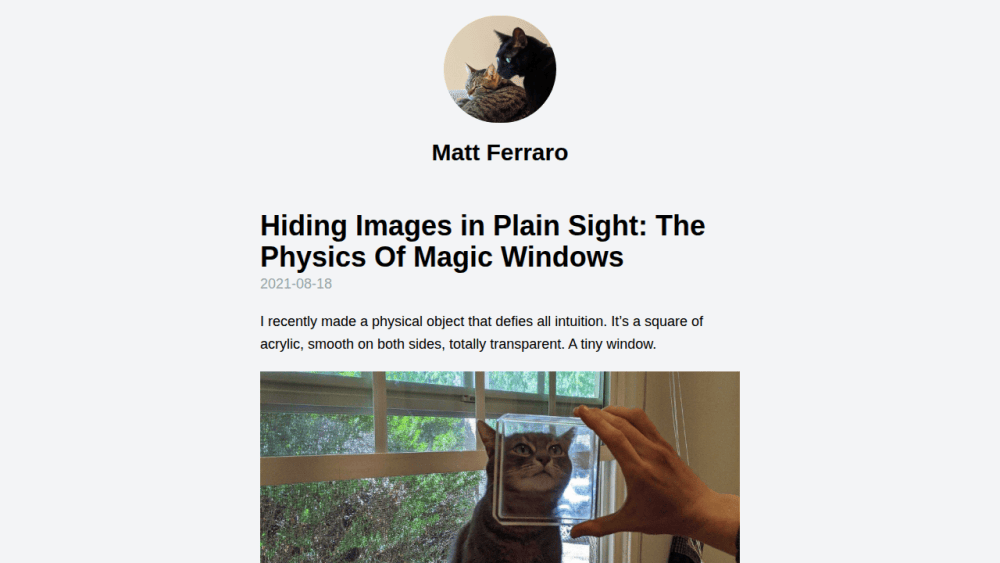 Hiding Images in Plain Sight: The Physics Of Magic Windows