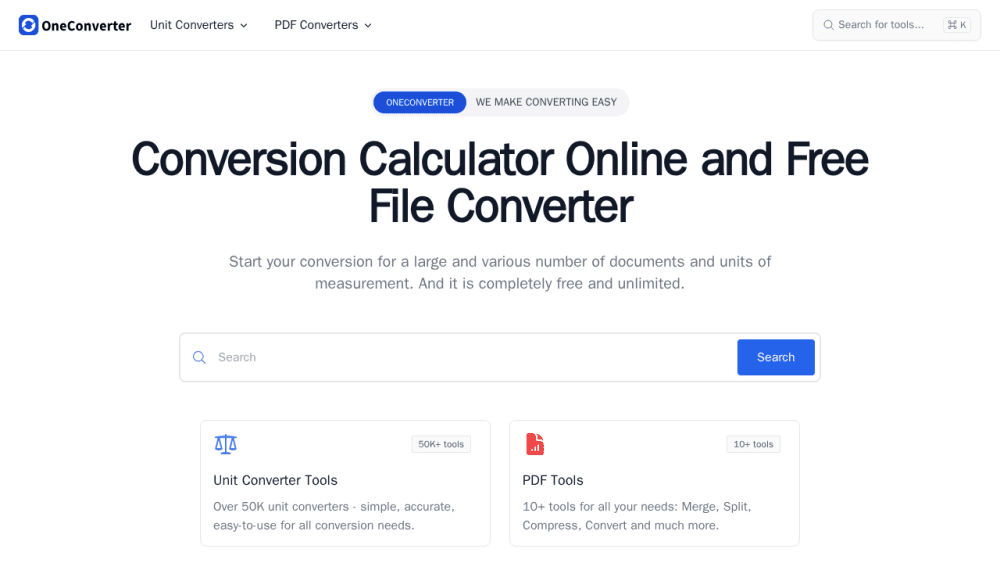 OneConvert is a Free Multifunctional Service Online