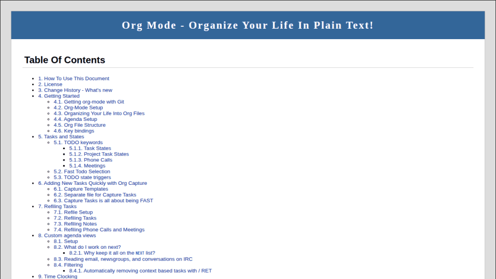 Org Mode - Organize Your Life In Plain Text!