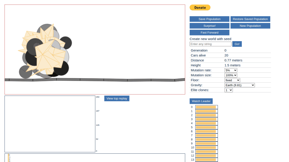 HTML5 Genetic Algorithm 2D Car Thingy