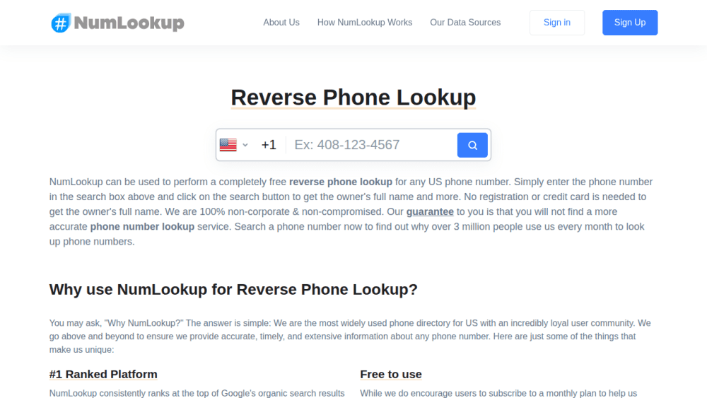 Reverse Phone Lookup | Phone Number Search | NumLookup