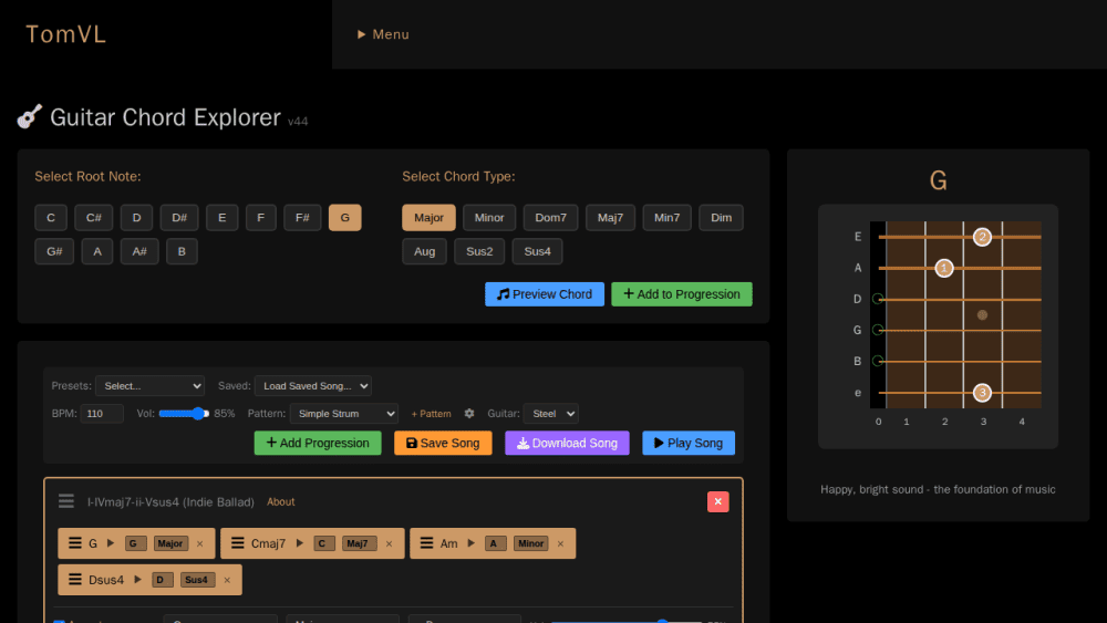 Guitar Chord Explorer | Experiments | TomVL