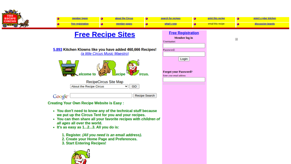 The Recipe Circus - Free Recipe Websites for All Kitchen Klowns