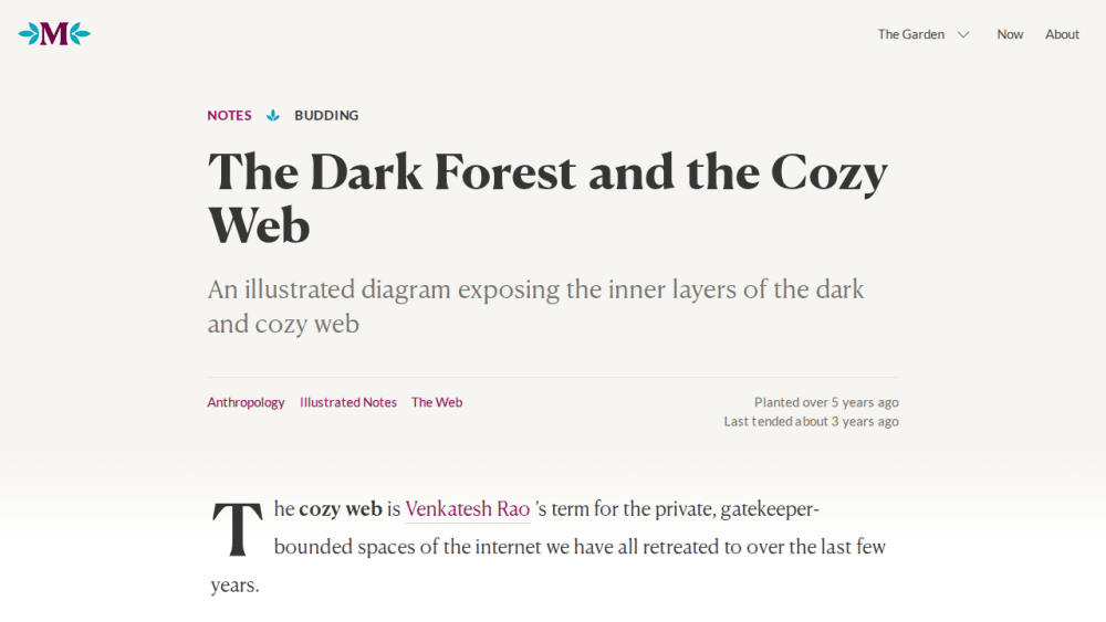 The Dark Forest and the Cozy Web
